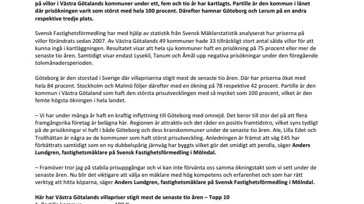 Unik kartläggning visar: Så mycket har villapriserna i Västra Götaland ökat på tio år