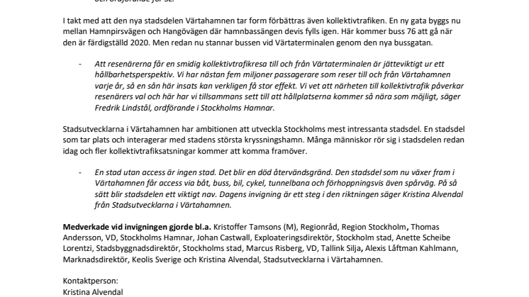 Äntligen! Busshållplatsen vid Värtaterminalen invigd