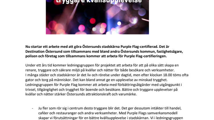Östersunds stadskärna ska bli tryggare på kvällar och nätter med Purple Flag-certifiering 