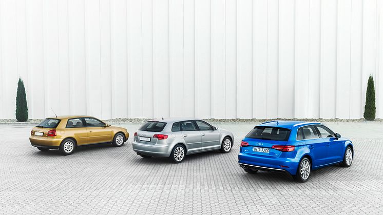 Audi A3, Generation 1 fra 1996,  Generation 2 fra 2004, Generation 3 fra 2016