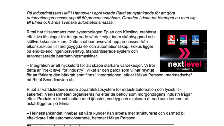 Rittal tar automation till nästa nivå med integrerat koncept