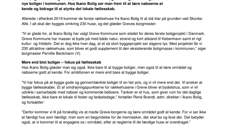 Ikano Bolig bygger boliger i Greve