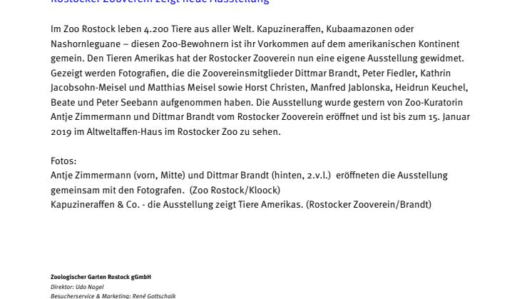 Tiere Amerikas im Zoo Rostock 