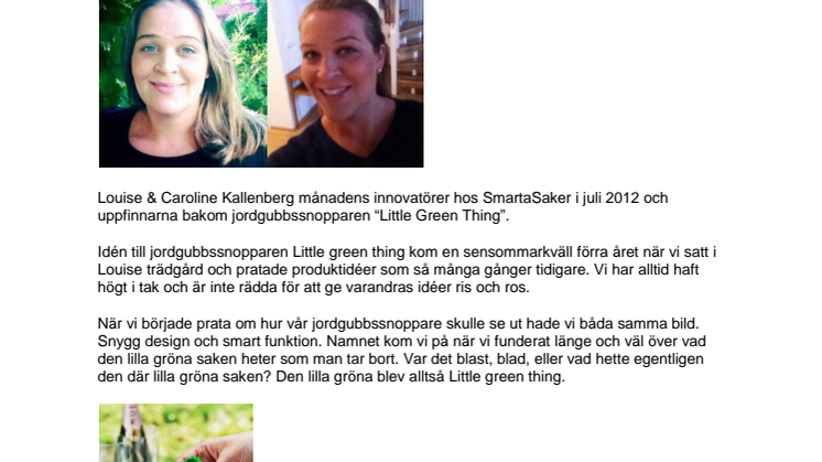 Månadens innovatör  i juli Louise & Caroline Kallenberg