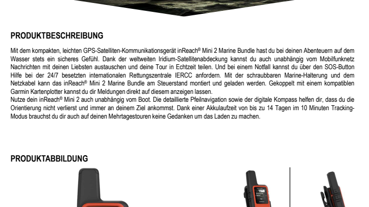 Datenblatt Garmin inReach Mini 2 Marine Bundle