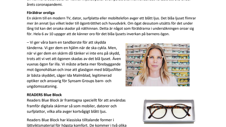 Readers Blue Block – skyddar ögonen mot skärmens skadliga  blå ljus