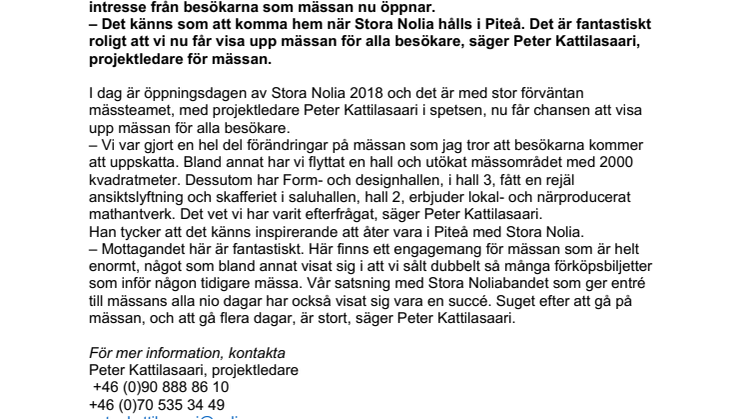I dag öppnar Stora Nolia i Piteå: ”Det känns som att komma hem” 