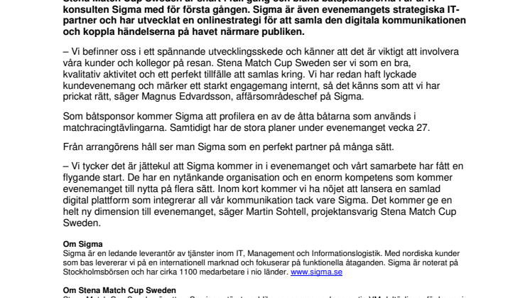Matchracing i sikte för IT-konsulten Sigma