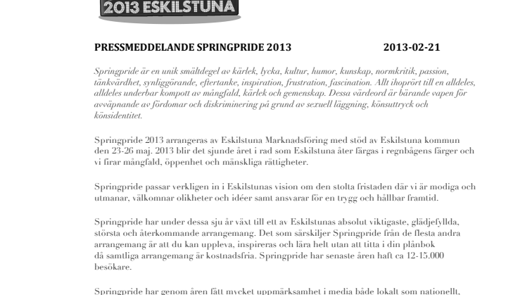 Springpride 2013! 23-26 maj