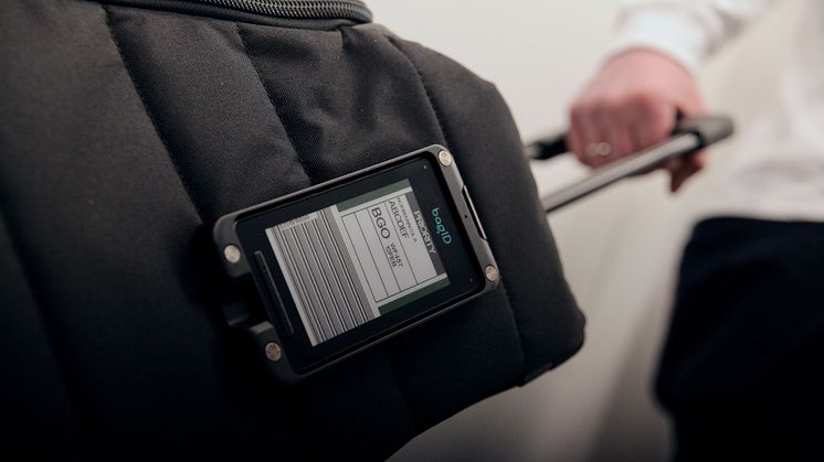 Digital bagasjelapp fra BagID erstatter papirlappene. Foto: BagID.