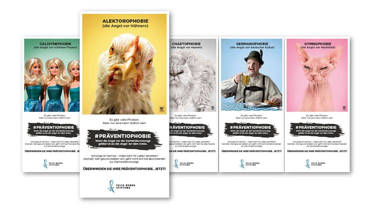 Darmkrebsmonat März 2021: Flyer und Plakate im Look der Werbekampagne #Präventiophobie