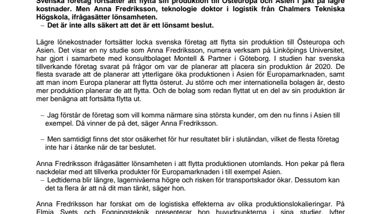 Lägre lönekostnader lockar fortfarande företag österut - men forskare kritiska