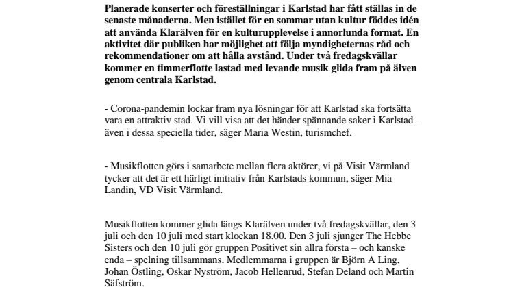 Flotte bjuder på musik längs Klarälvens stränder
