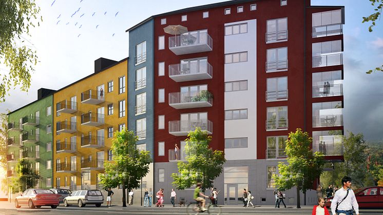 Idéskiss - bygggnad vid Sollentunavägen. Illustration: NCC/ SWECO Architects