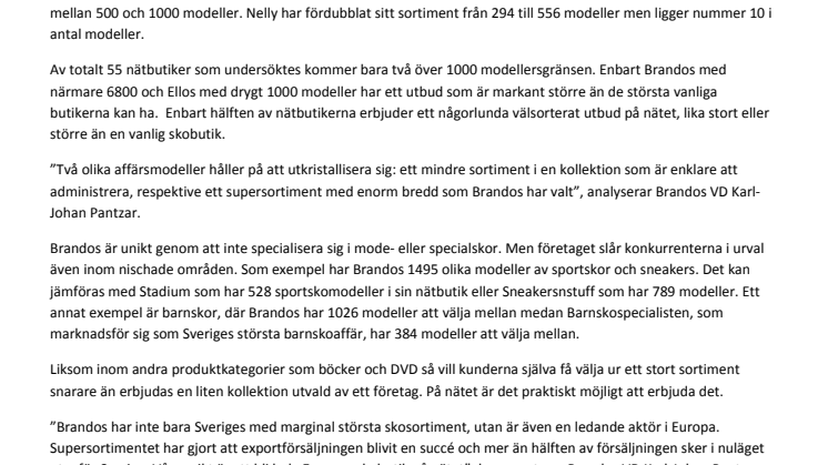 Största skobutik på nätet har sju gånger fler modeller än någon annan