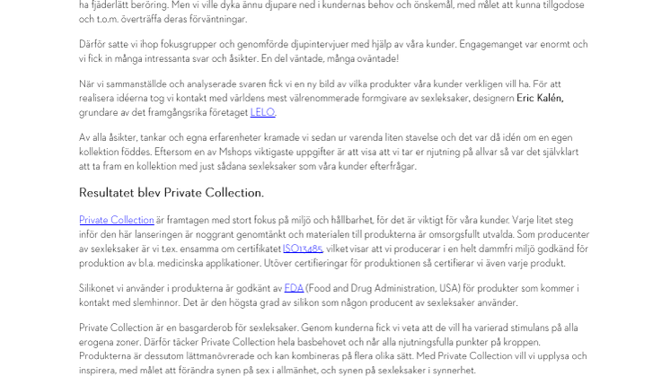 ​Mshop lanserar egen kollektion sexleksaker i samarbete med ”The King of Vibrators” Eric Kalén