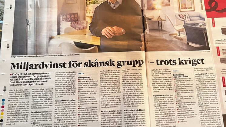 Dan Olofsson i Sydsvenskan 221227
