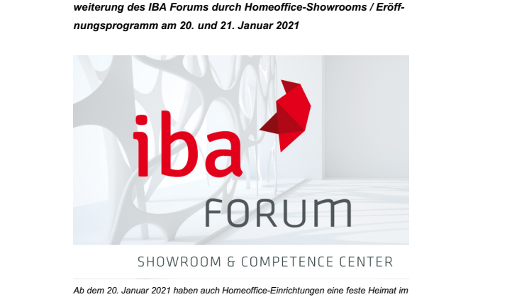 Save the date: Homeoffice-Spezial im IBA Forum