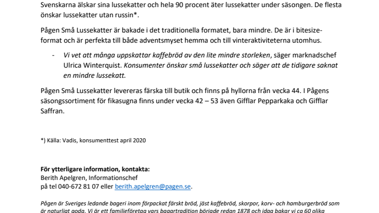 Pågen Små Lussekatter – en ny säsongsfavorit 