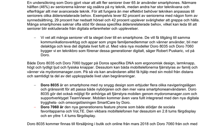 Doro lanserar två nya telefoner för att koppla samman seniorer med yngre generationer 