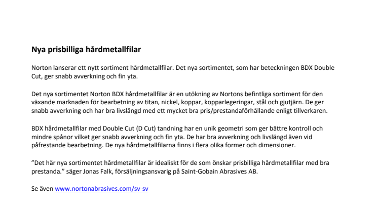 Nya prisbilliga hårdmetallfilar