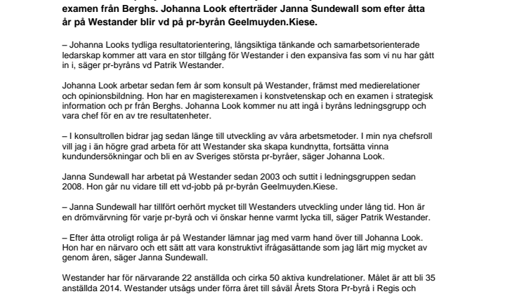 Johanna Look ny enhetschef på Westander