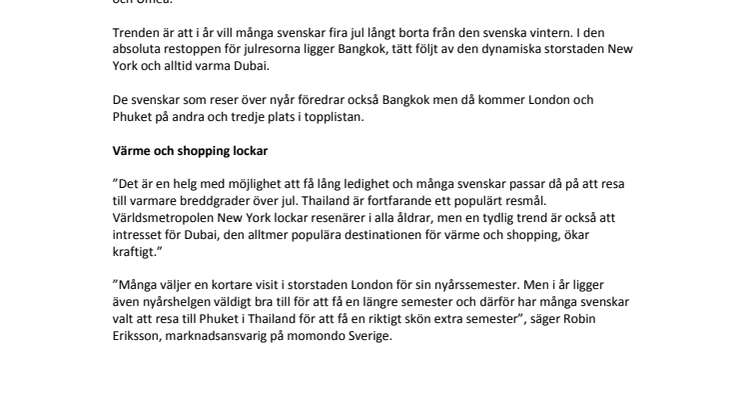 Här firar svenskarna jul och nyår 