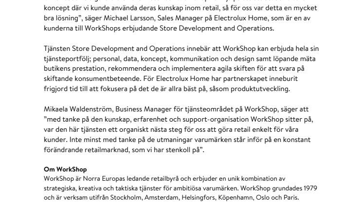 Retailbyrån WorkShop lanserar tjänsten Store Development & Operations 