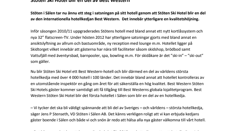 Stöten Ski Hotel blir Best Western