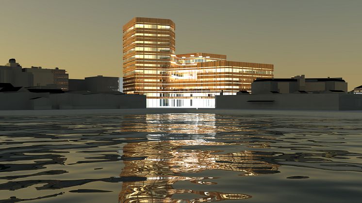 Skiss Niagara, Malmö högskola (exteriör skymning)