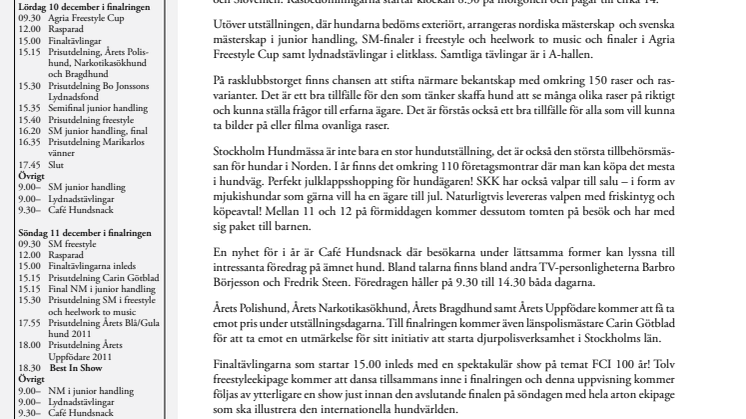 Välkommen till Stockholm Hundmässa 2011