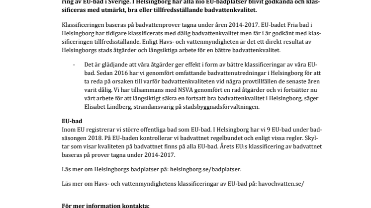 ​Alla nio EU-badplatser i Helsingborg får godkänt i år
