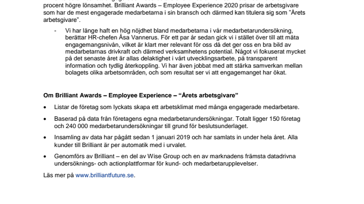 Skandia Fastigheter är Årets arbetsgivare i Brilliant Awards