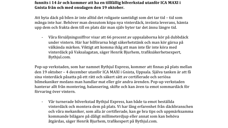 Bilister i Uppsala har högt säkerhetstänk – pop-up bilverkstad byter till vinterdäck på rätt sätt