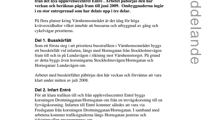 Ombyggnad av gator kring Värnhem