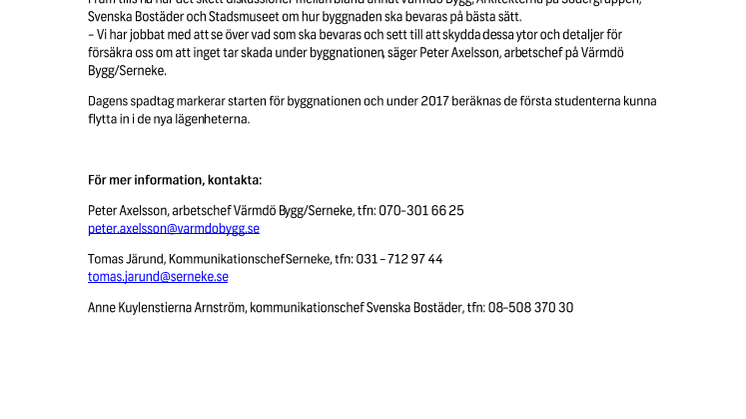 Första spadtaget för studentbostäder på Kungsholmen