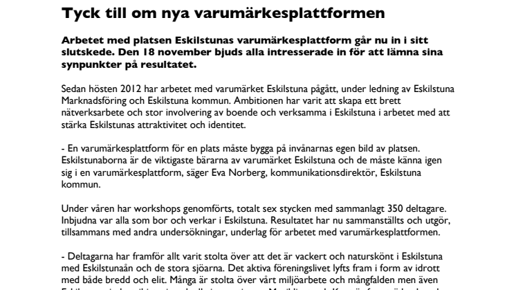 Tyck till om nya varumärkesplattformen 