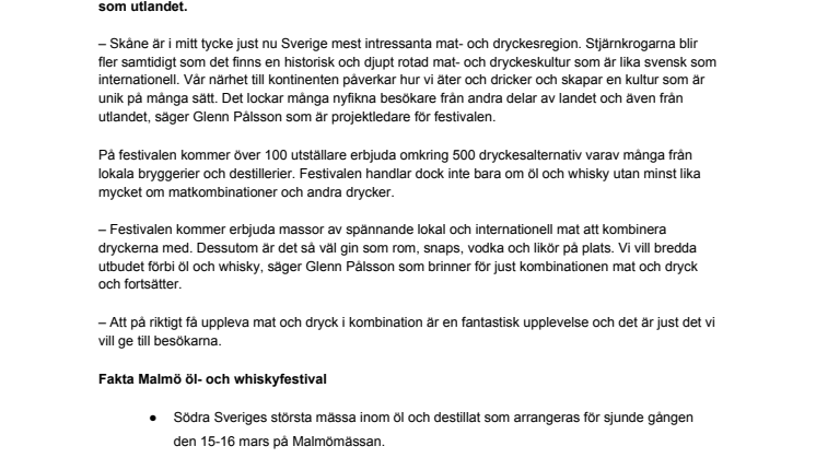 Malmö öl- och whiskyfestival räknar med nytt besöksrekord – “Skåne är Sveriges mest intressanta mat- och dryckesregion”
