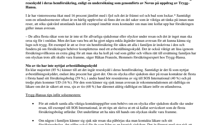 Skadeärendena under utlandssemestern ökar: En av fem vet inte hur försäkringen täcker vid utlandsresan