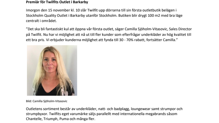 Premiär för Twilfits Outlet i Barkarby 