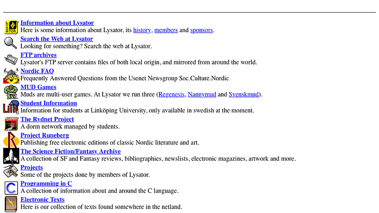 Sweden’s first web page