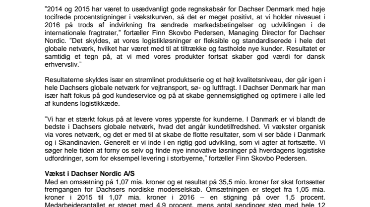 Dachser vækster i Norden
