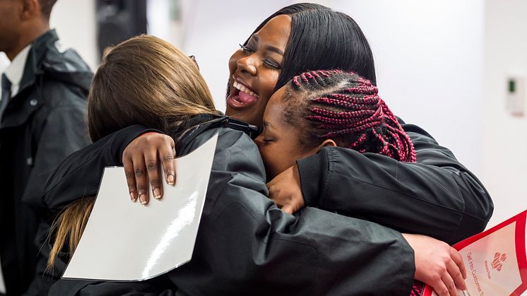 Cynthia Bosombi-Mandete and fellow Prince's Trust 'Get Into Railways' programme graduates  celebrate their job offers from GTR