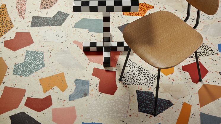 Terrazzo Artificial Popcolour white.Detail