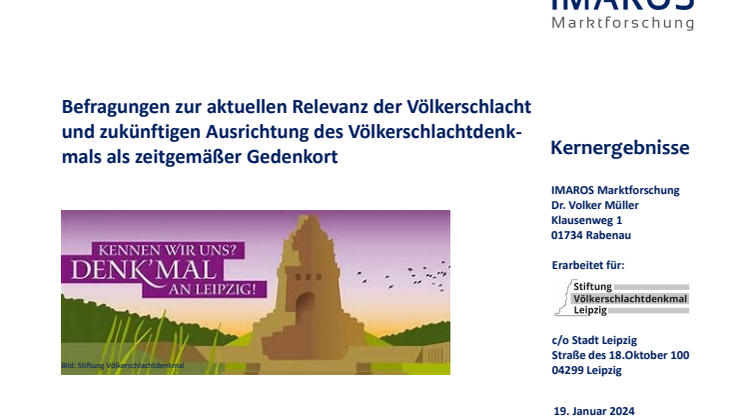 Völkerschlachtdenkmal - Kernergebnisse der Studie von IMAROS Marktforschung