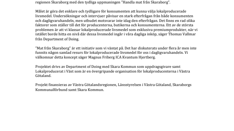 "Mat från Skaraborg" testas skarpt hos ICA!