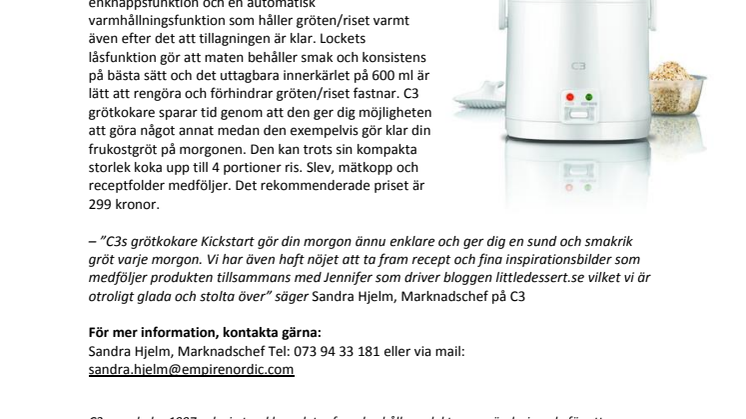 Förenkla vardagen med C3s grötkokare Kickstart