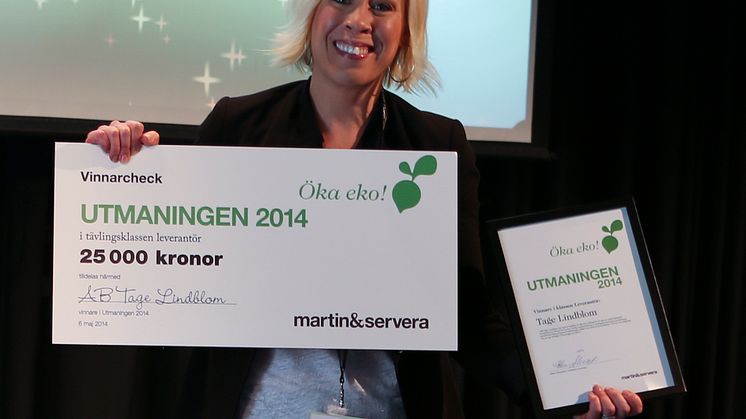 Utmaningen 2014_Vinnare tävlingsklass leverantörer_AB Tage Lindblom