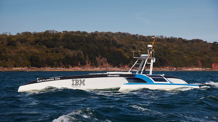 Hi-res image - Fischer Panda UK - The Mayflower Autonomous Ship (MAS), powered by Fischer Panda UK’s electric drive system and generators, in sea trials earlier this year