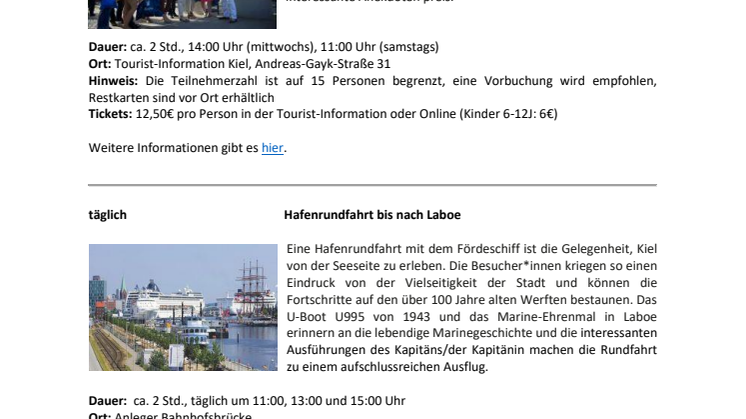 Termine im August 2020 in Kiel.Sailing.City